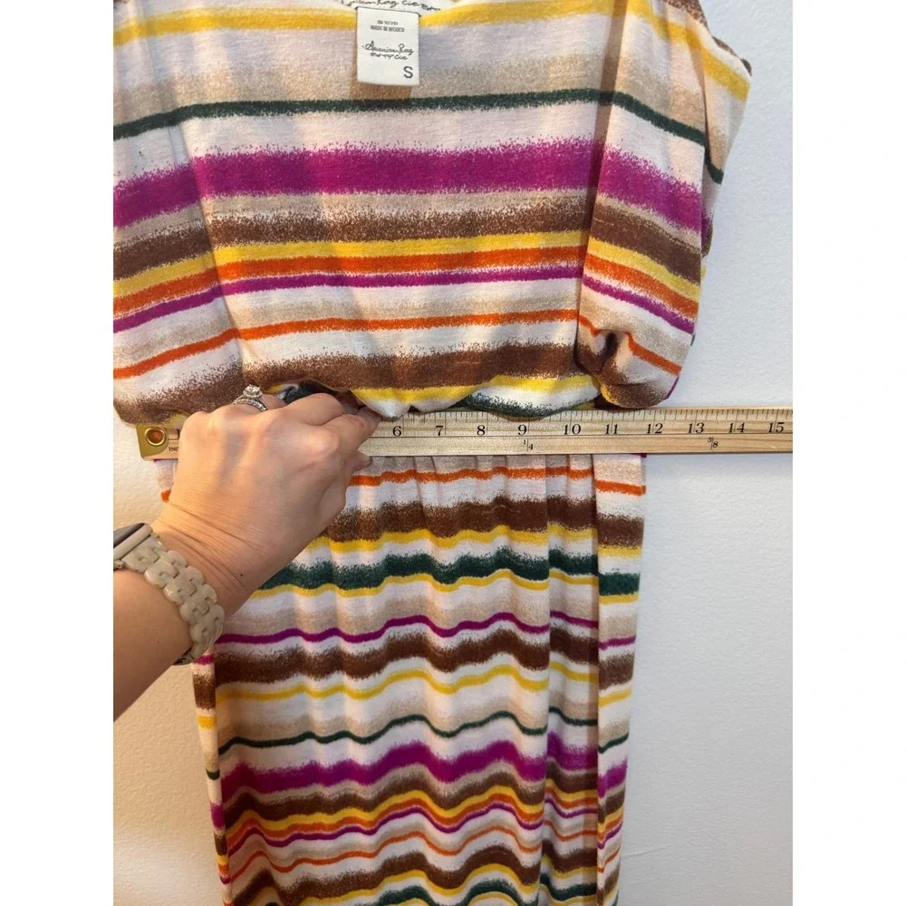American Rag Cie Maxi Dress Small Multi‎ Color Striped Boho Blouson Summer Beach